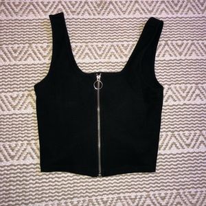 Black crop too with zip front